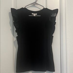 On 34th Elegant Black Ruffle Sleeve Top